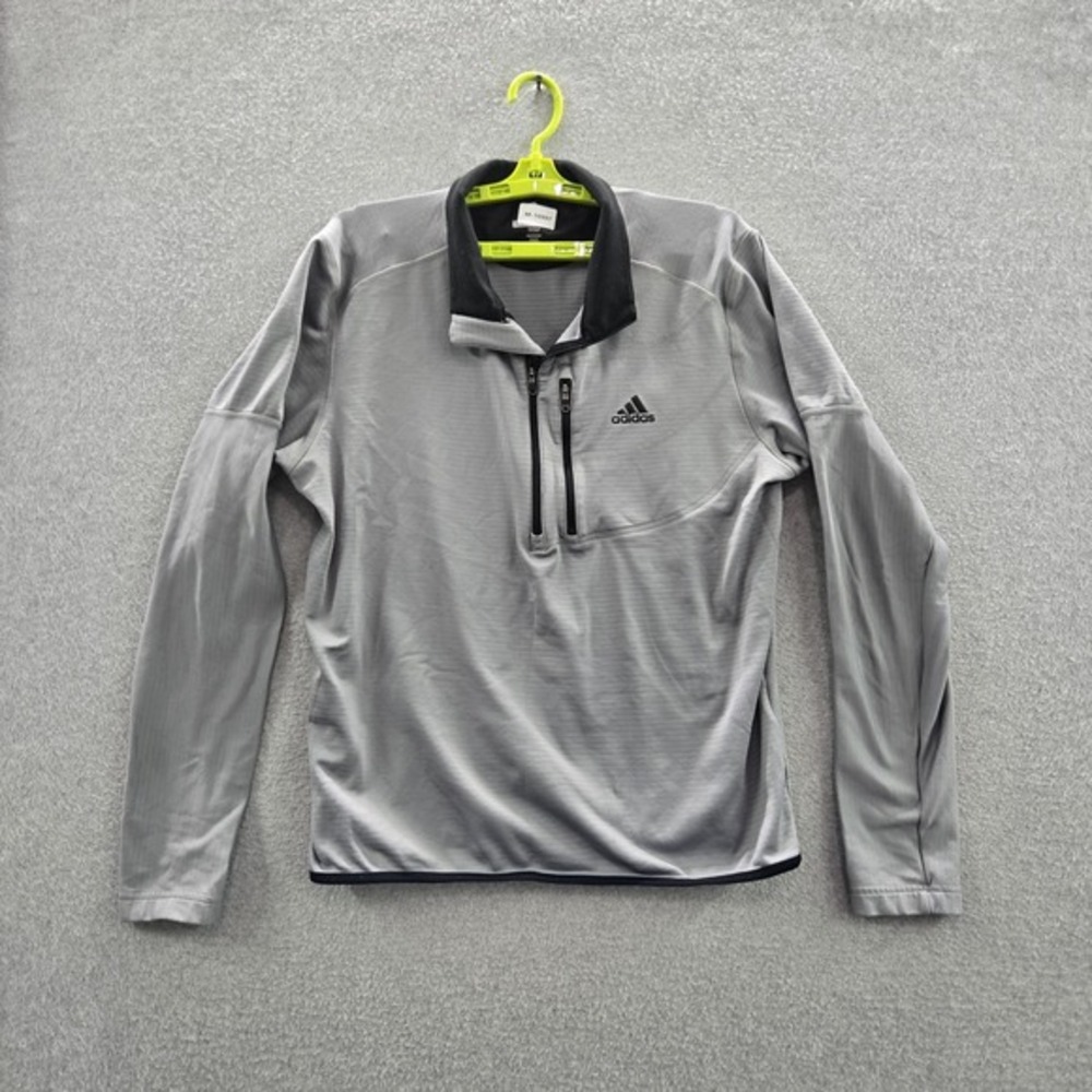 Adidas Golf Men Sweatshirt M Gray Activewear Logo Zipper Long Sleeve